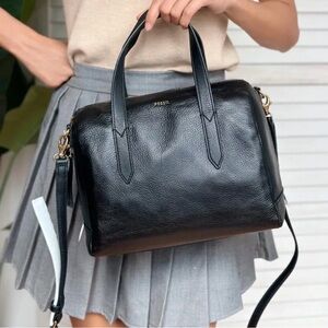 Fossil Sydney Black Leather Satchel Bag